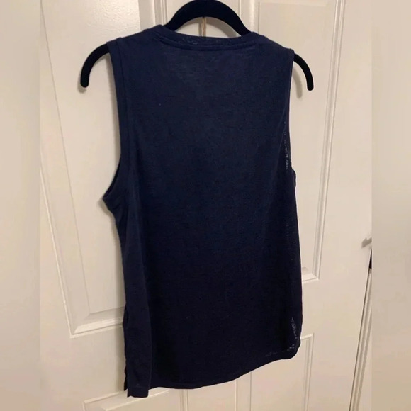 Athleta Navy Full Length Sleeveless Tank with Split Hem Size Medium - Picture 4 of 5